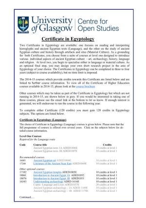 Certificate in Egyptology