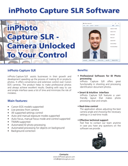 Inphoto Capture SLR Software Inphoto Capture SLR - Camera Unlocked to Your Control