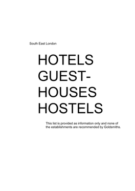 Hotels Guest- Houses Hostels
