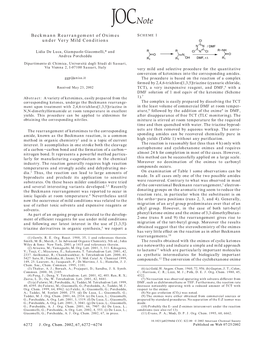 Beckmann Rearrangement of Oximes Under Very Mild Conditions