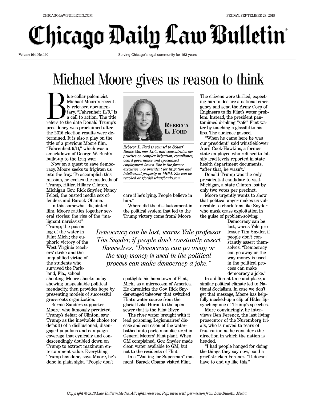 Michael Moore Gives Us Reason to Think