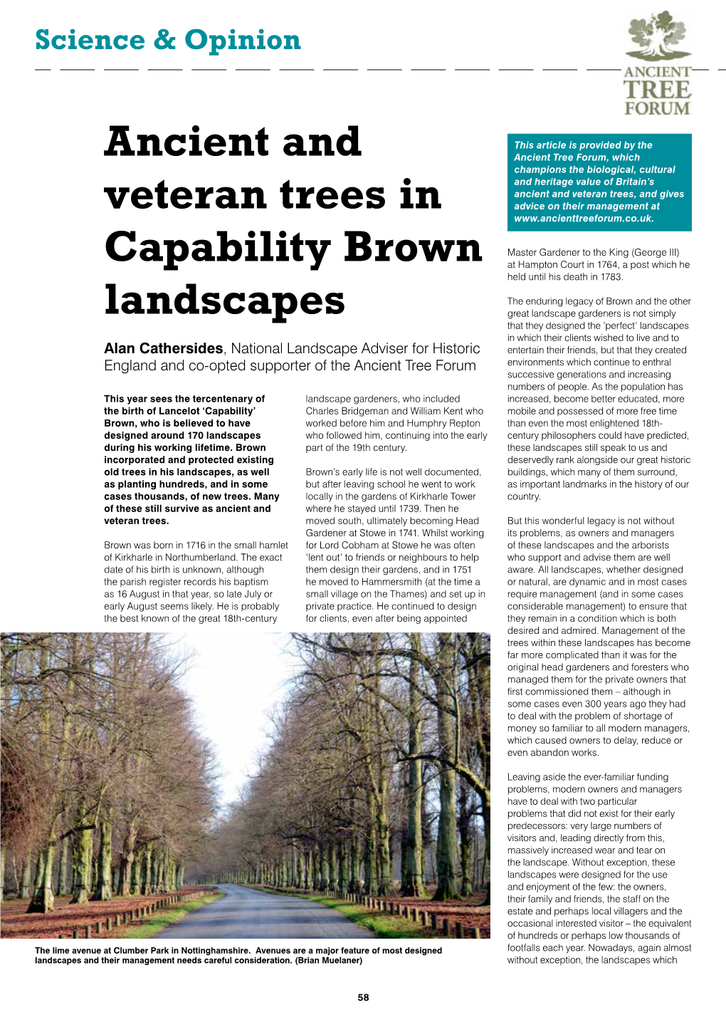 Ancient and Veteran Trees in Capability Brown Landscapes