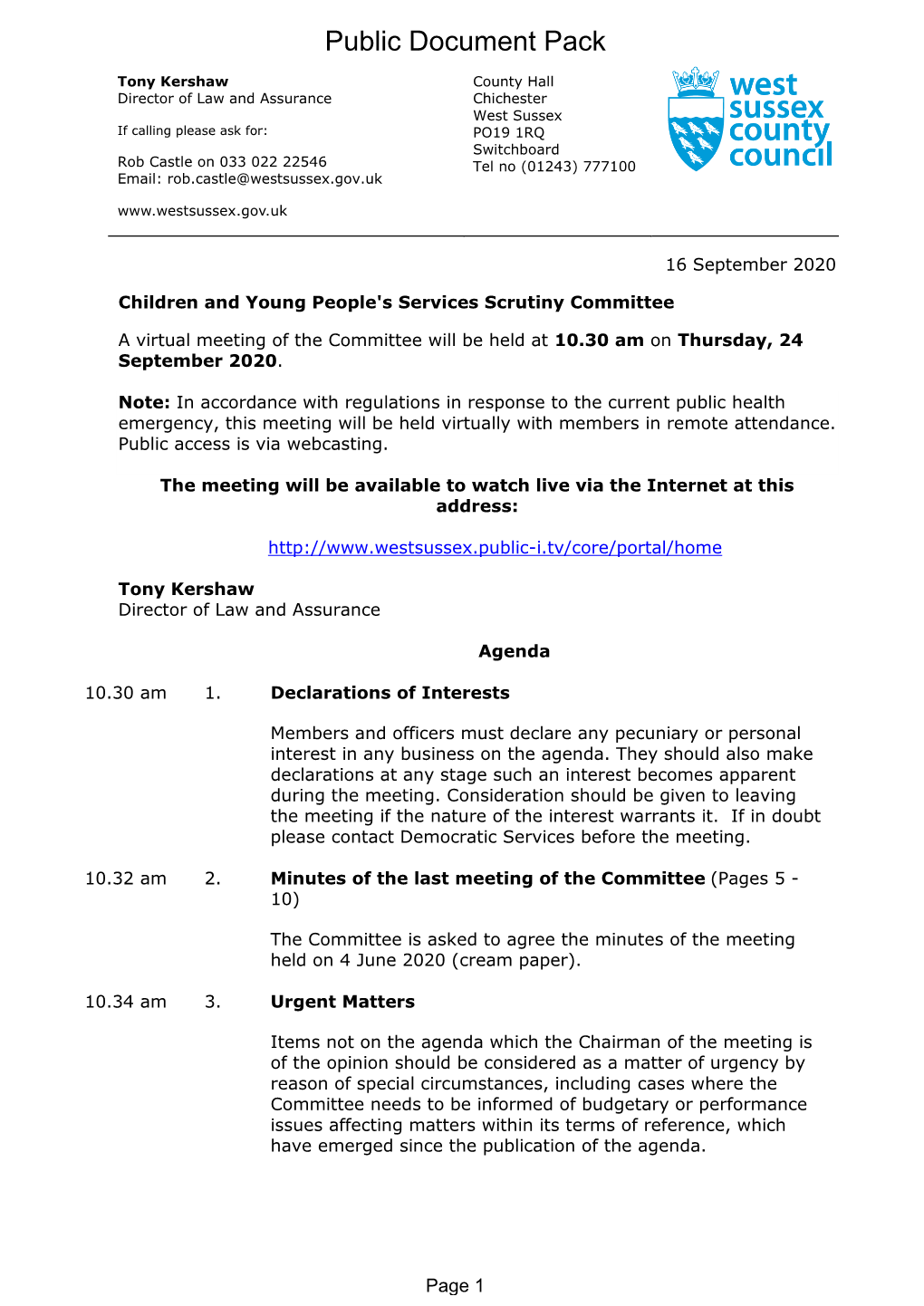 (Public Pack)Agenda Document for Children and Young People's