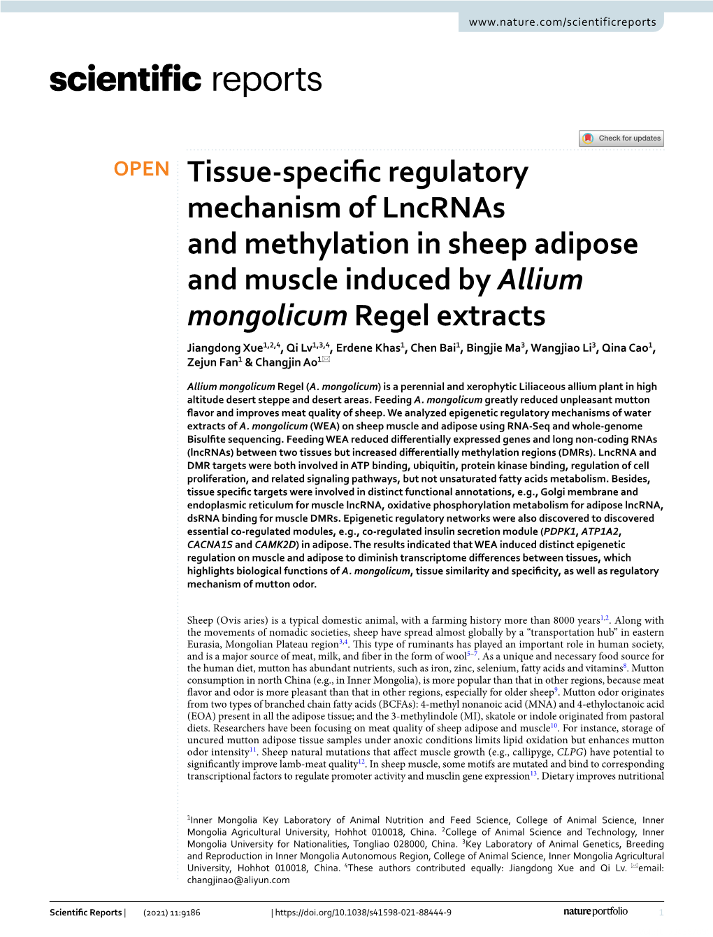 Tissue-Specific Regulatory Mechanism of Lncrnas and Methylation In