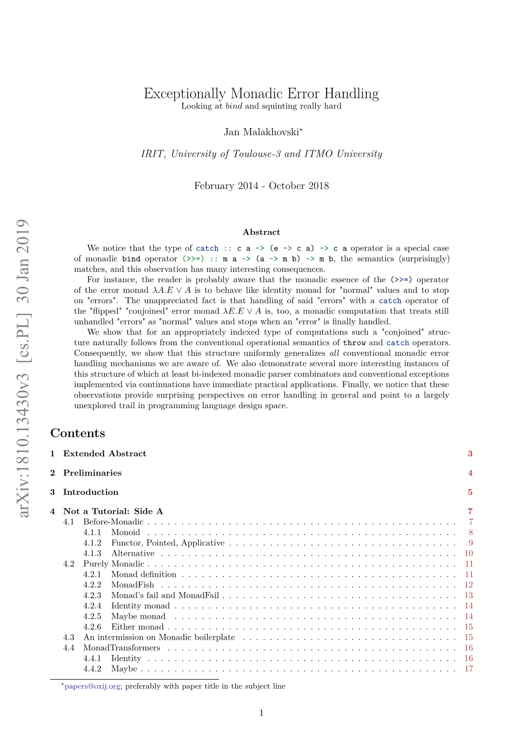 Exceptionally Monadic Error Handling