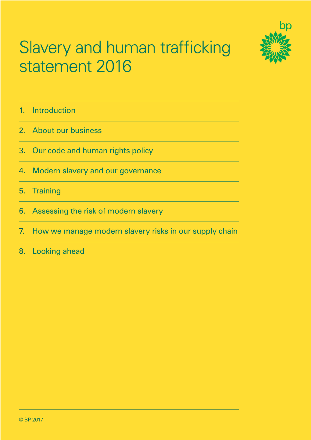 Slavery and Human Trafficking Statement 2016