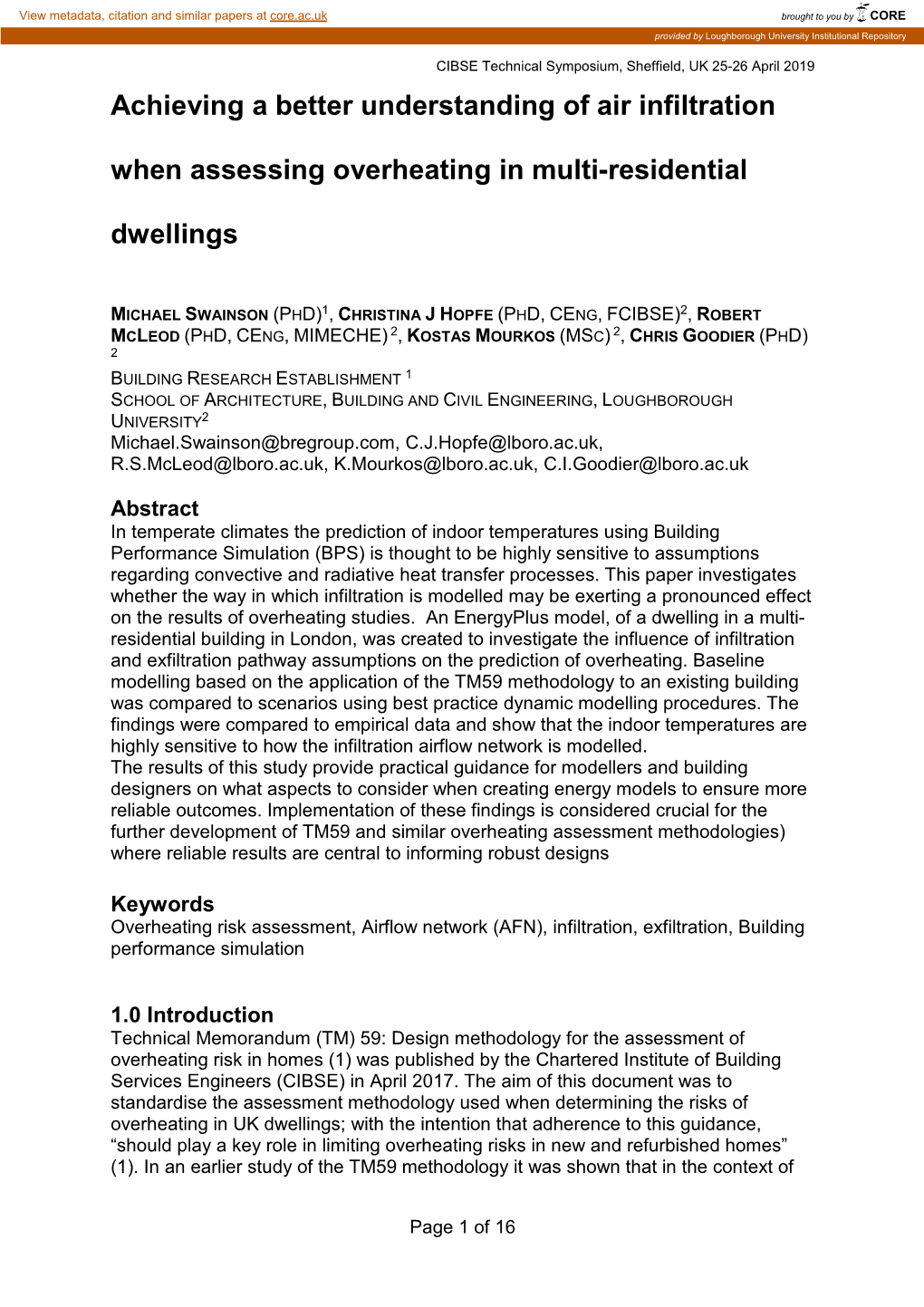 Achieving a Better Understanding of Air Infiltration When Assessing