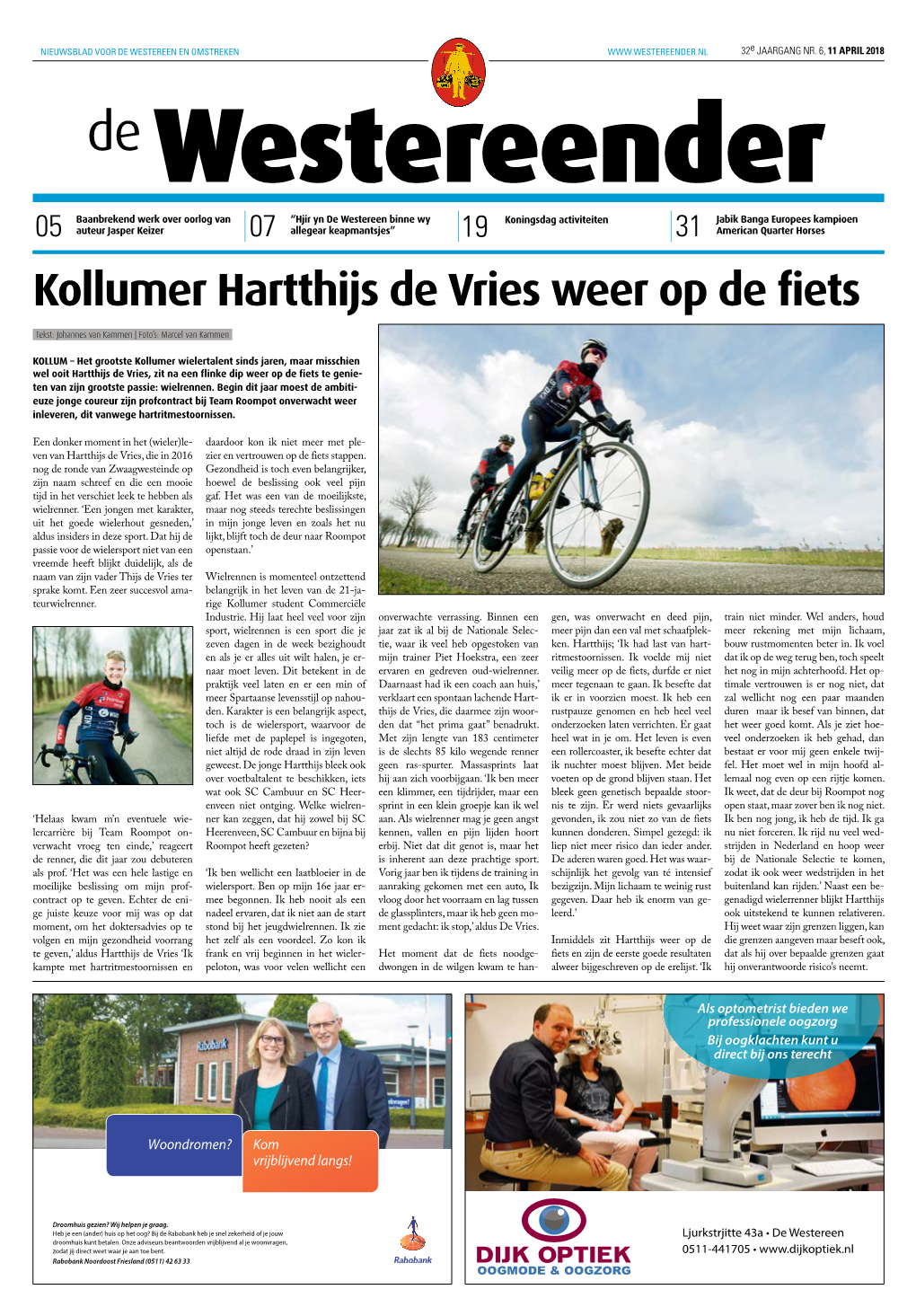 Kollumer Hartthijs De Vries Weer Op De Fiets