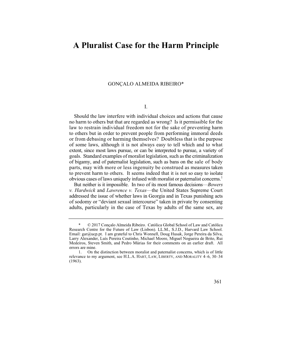 A Pluralist Case for the Harm Principle