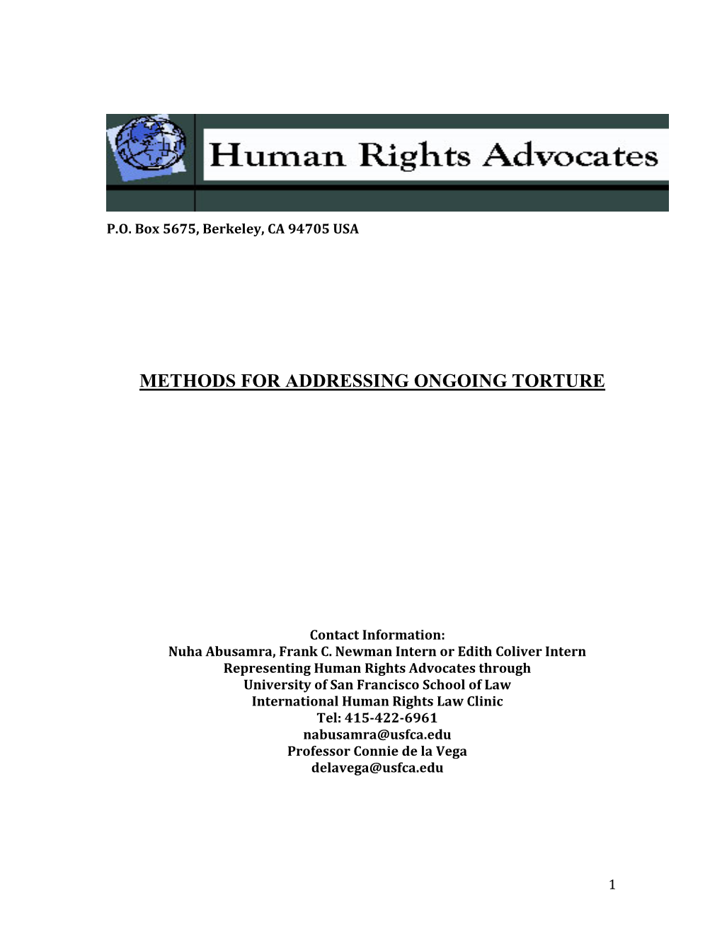 Methods for Addressing Ongoing Torture