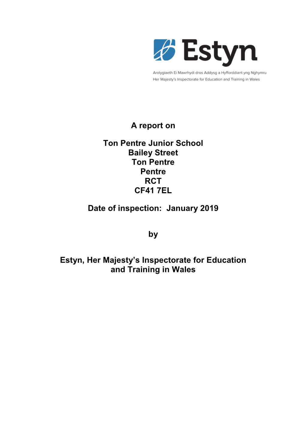 Inspection Report Ton Pentre Junior School 2019