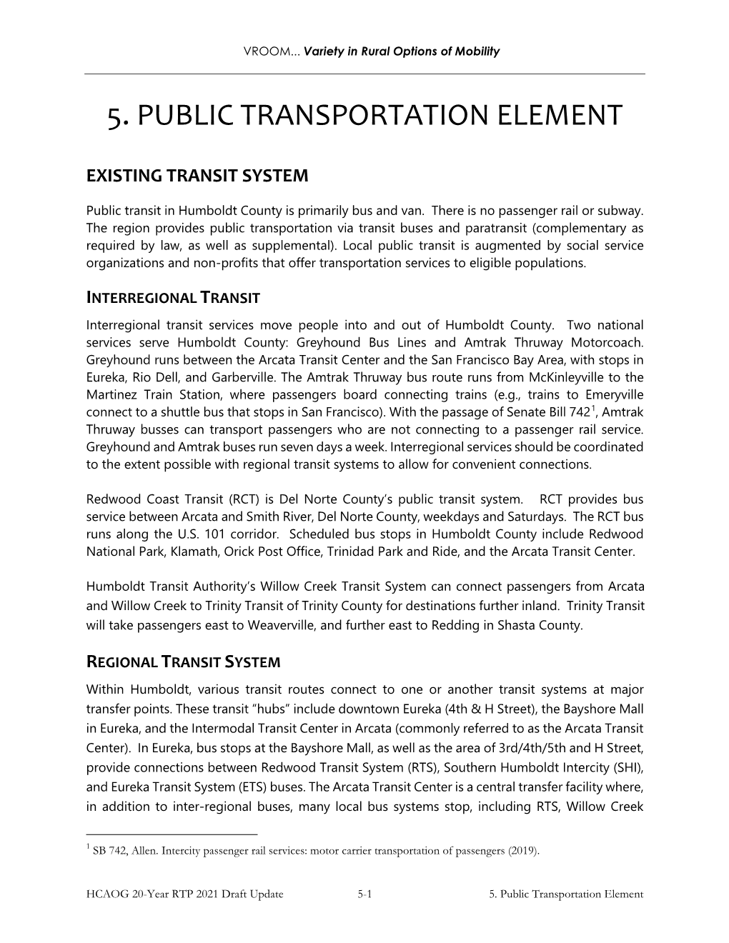 5. Public Transportation Element