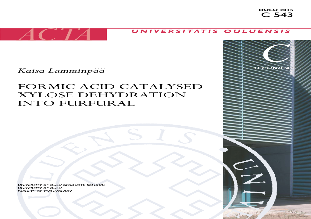 Formic Acid Catalysed Xylose Dehydration Into Furfural