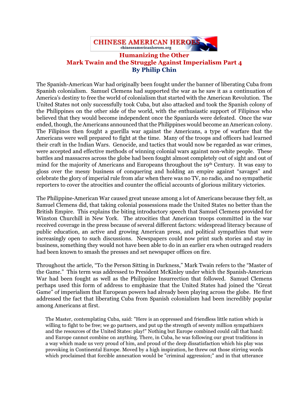 Mark Twain and the Struggle Against Imperialism Part 4 by Philip Chin