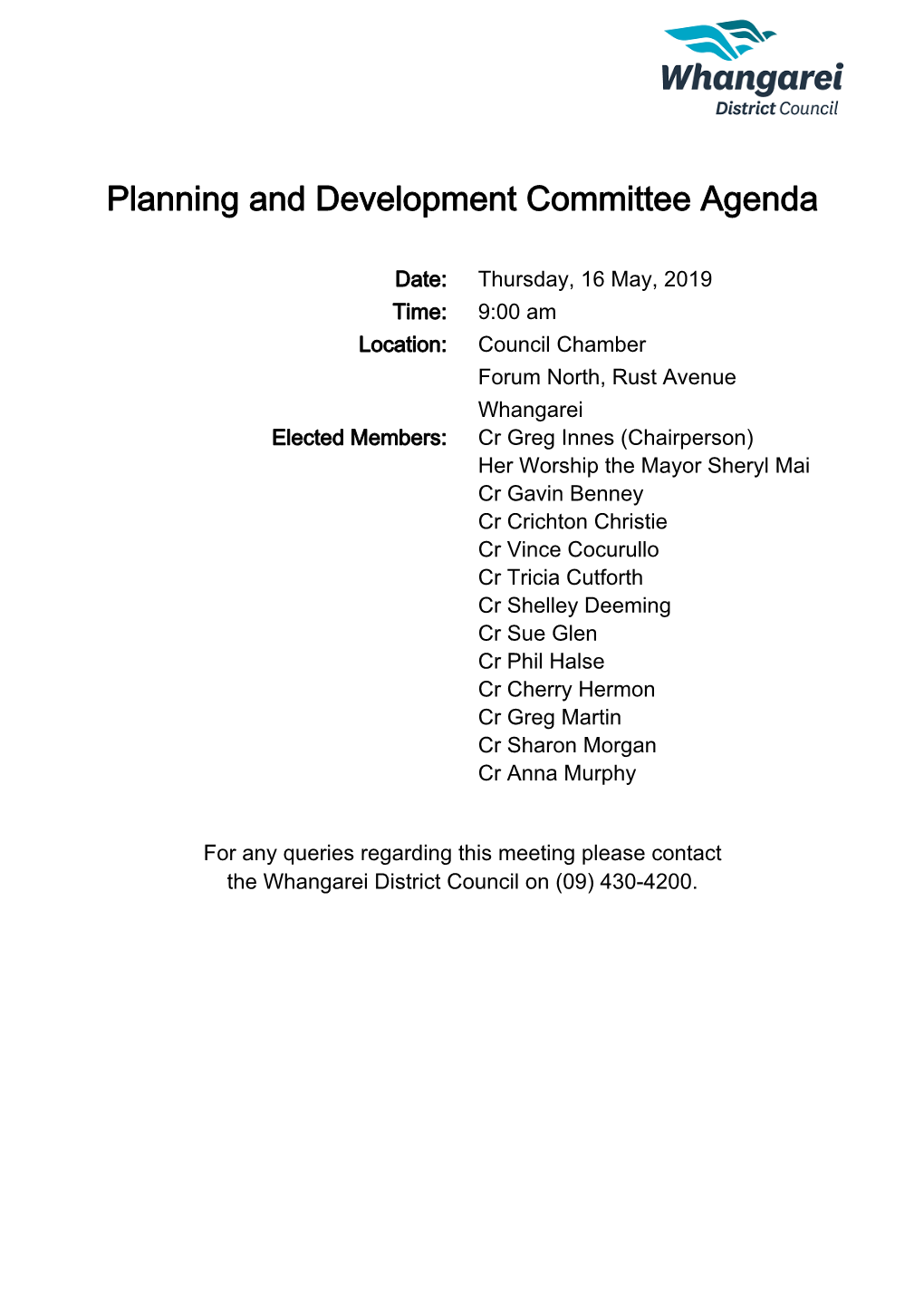 Planning and Development Committee Agenda