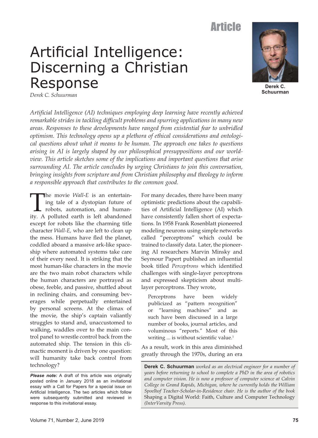 Artificial Intelligence: Discerning a Christian Response