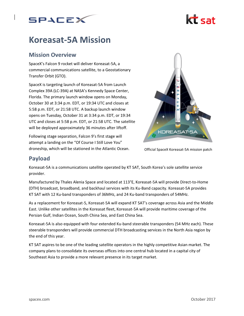 Koreasat-5A Mission