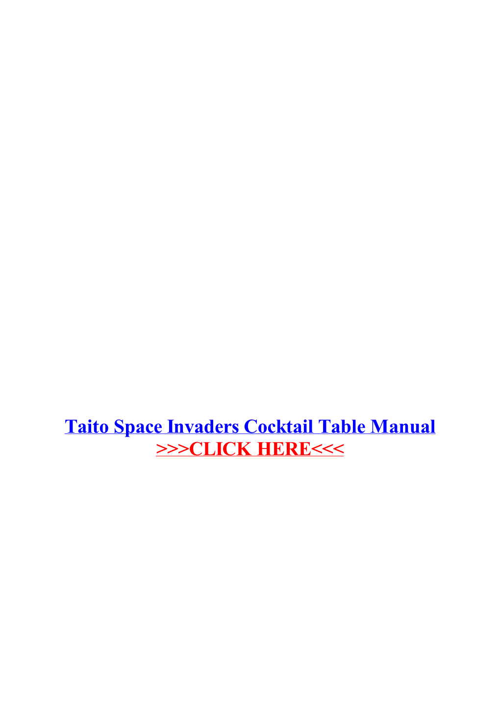 Taito Space Invaders Cocktail Table Manual
