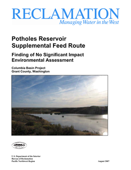 Potholes Reserovir Supplemental Feed Route FONSI