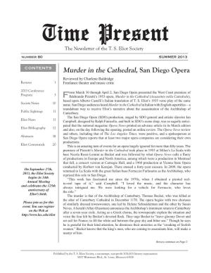 Murder in the Cathedral, San Diego Opera Reviewed by Charlene Baldridge Reviews 1 Freelance Theater and Music Critic