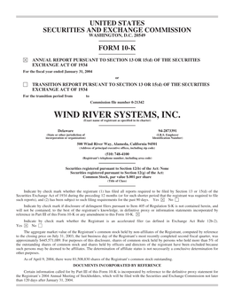 WIND RIVER SYSTEMS, INC. (Exact Name of Registrant As Specified in Its Charter)