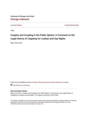 Couples and Coupling in the Public Sphere: a Comment on the Legal History of Litigating for Lesbian and Gay Rights