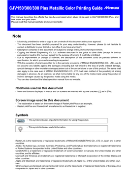 CJV150/CJV300 Metallic Color Printing Guide