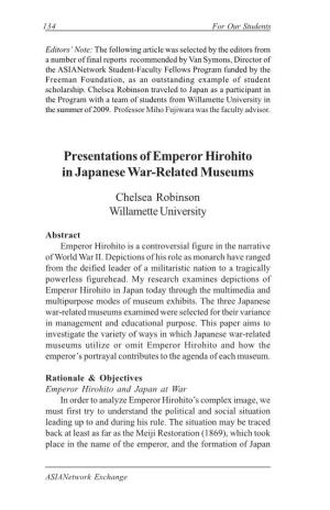 Presentations of Emperor Hirohito in Japanese War-Related Museums