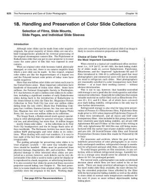 18. Handling and Preservation of Color Slide Collections