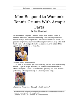 Men Respond to Women's Tennis Grunts with Armpit Farts by Con Chapman