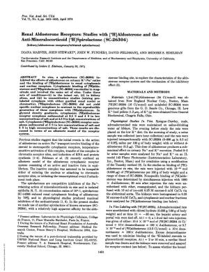 SC-26304) (Kidney/Aldosterone Receptors/Tritiated Spirolactone) DIANA MARVER, JOHN STEWART*, JOHN W