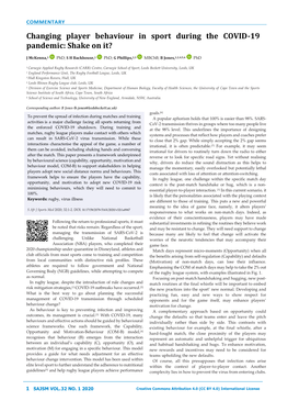 Changing Player Behaviour in Sport During the COVID-19 Pandemic: Shake on It?