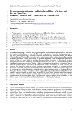 Submitted for Publication in Journal of Geophysical Research: Planets