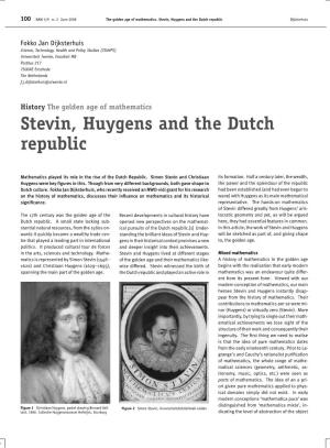 Stevin, Huygens and the Dutch Republic Dijksterhuis