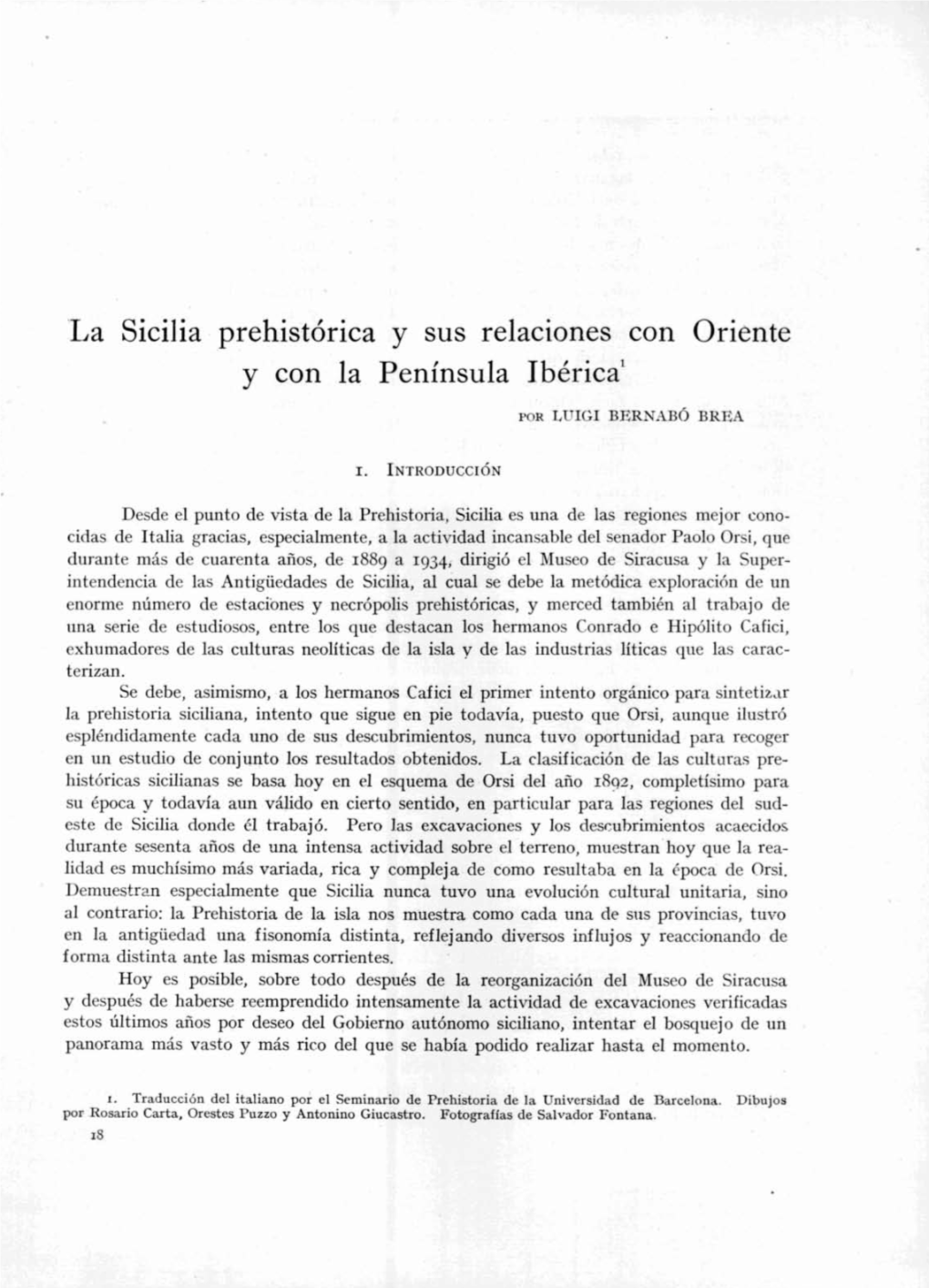 La Sicilia Prehistórica Y Sus Relaciones Con Oriente Y Con La Península Ibérica'