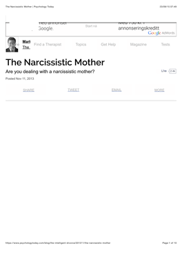 The Narcissistic Mother | Psychology Today 23/09/15 07:49
