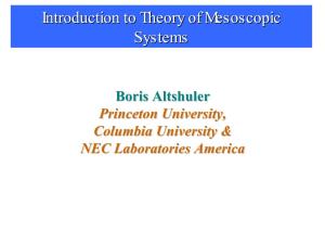 Introduction to Theory of Mesoscopic Systems
