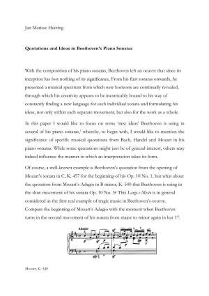 Jan Marisse Huizing Quotations and Ideas in Beethoven's Piano