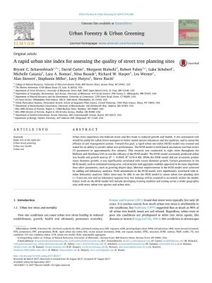 A Rapid Urban Site Index for Assessing the Quality of Street Tree Planting Sites MARK ⁎ Bryant C