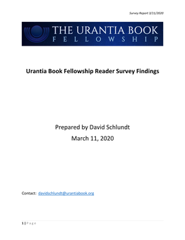 Urantia Book Fellowship Reader Survey Findings Prepared by David