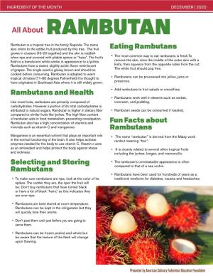 RAMBUTAN Rambutan Is a Tropical Tree in the Family Sapinda