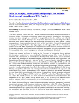 Hemispheric Imaginings: the Monroe Doctrine and Narratives of U.S
