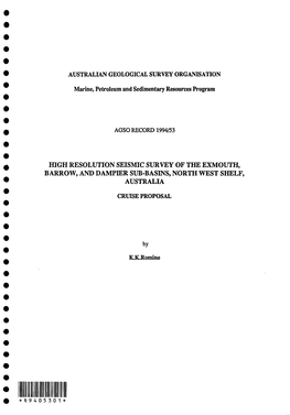 High Resolution Seismic Survey of the Exmouth, Barrow, and Dampier Sub-Basins, North West Shelf, Australia