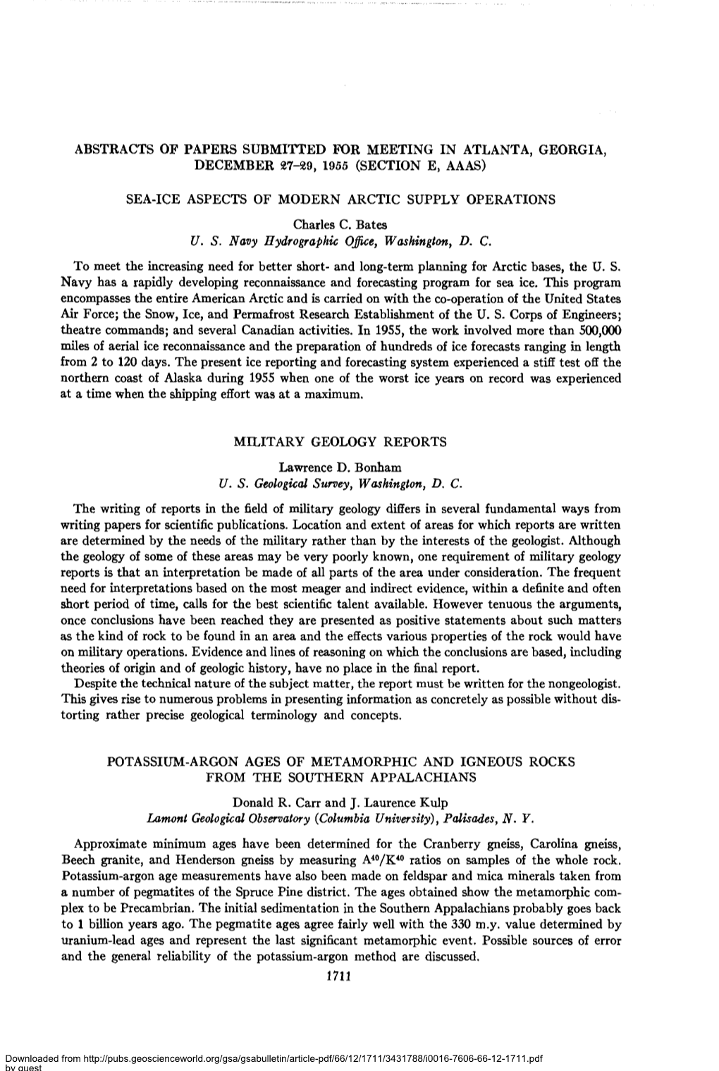 Abstracts of Papers Submitted for Meeting in Atlanta, Georgia, December 27-29, 1955 (Section E, Aaas)