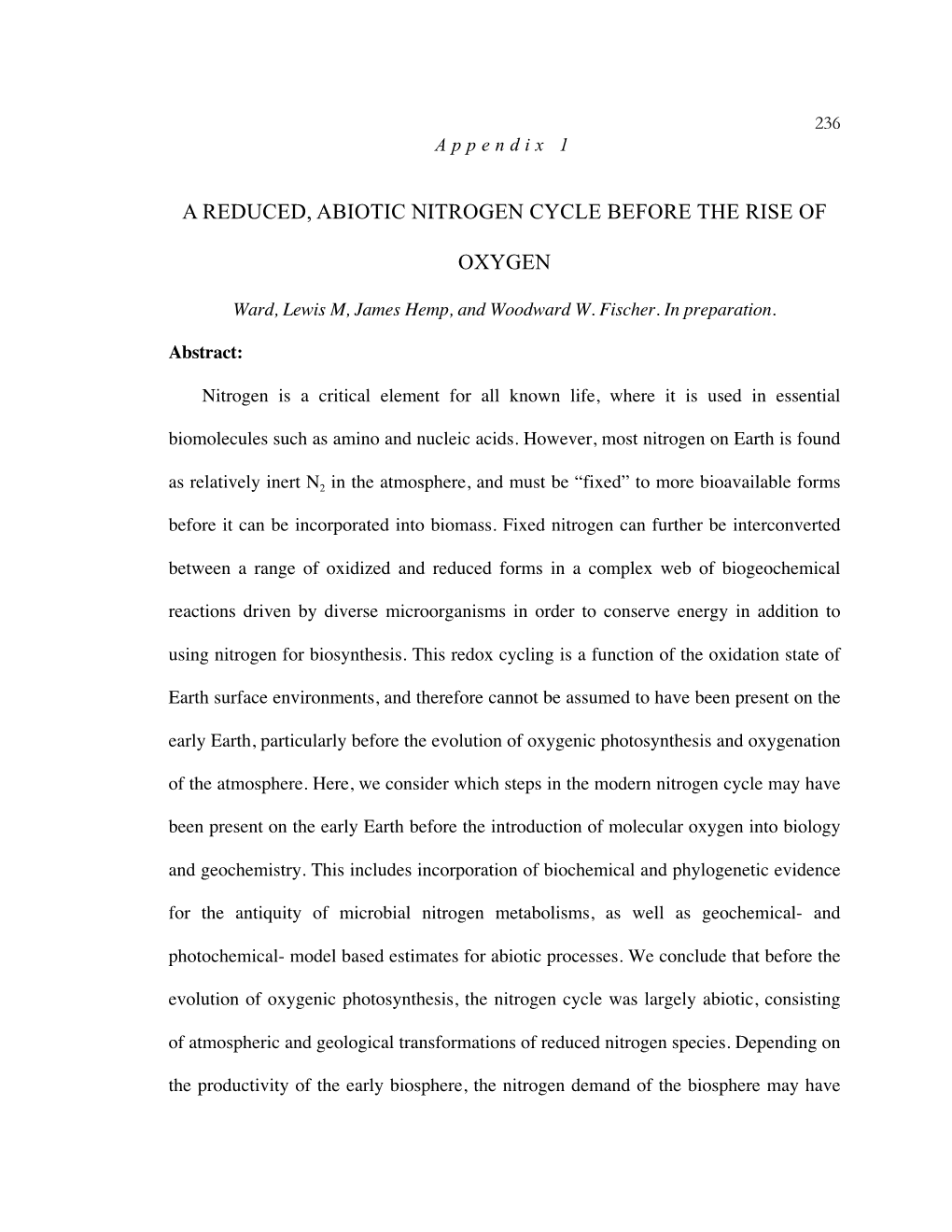 A Reduced, Abiotic Nitrogen Cycle Before the Rise Of