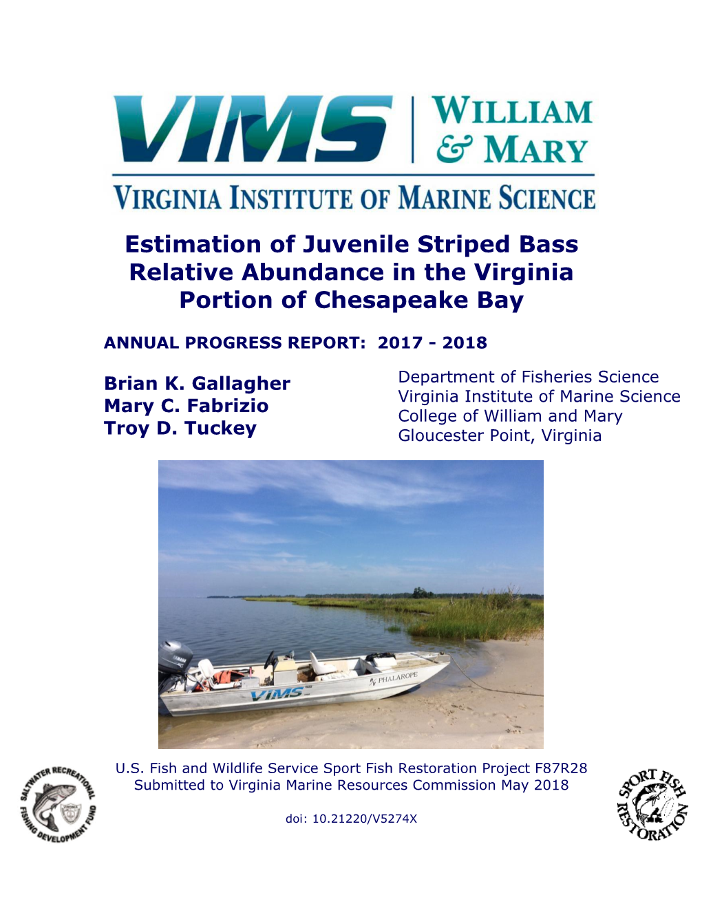 Estimation of Juvenile Striped Bass Relative Abundance in the Virginia Portion of Chesapeake Bay