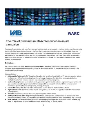 The Role of Premium Multi-Screen Video in an Ad Campaign