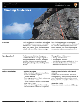 Climbing Guidelines in Shenandoah National Park