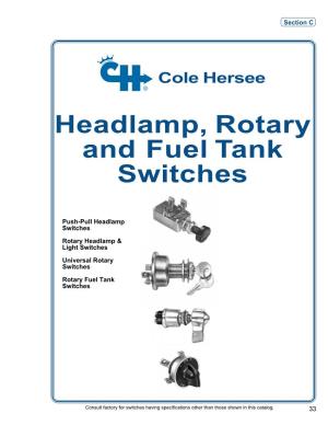 Headlamp, Rotary and Fuel Tank Switches