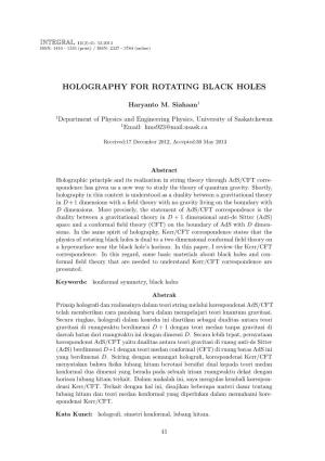 Holography for Rotating Black Holes